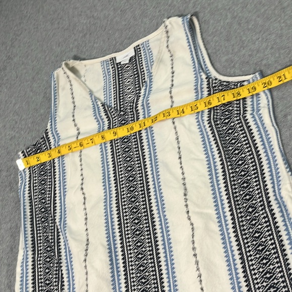 Boho J. Jill Midi Dress Large Petite White Blue Coastal Beach Woven Hippie - Picture 5 of 11